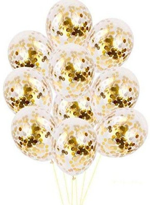 Bloomsevent Printed Blooms Event Confetti Metallic Latex Ballons Golden Theme Set of 10 Balloon(Gold, Pack of 10)