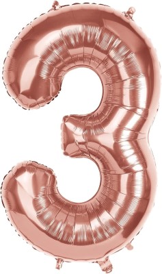 Giftzadda Solid 3 Number Foil Balloon Rose Gold (16inch) ,3rd Birthday/ Anniversary Foil Balloon Letter Balloon(Gold, Pack of 1)