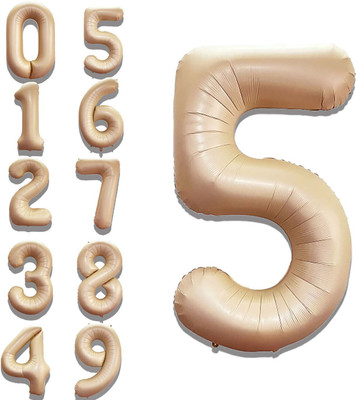 Party Bird Solid Birthday/ Decoration Foil Plain 5 Number 32 Helium Supported Letter Balloon(Beige, Pack of 1)
