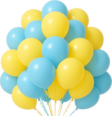 Rimis Solid Premium Blue & Yellow Pastel Balloons for Birthday, Wedding, & Event Decorations Balloon(Blue, Yellow, Pack of 100)