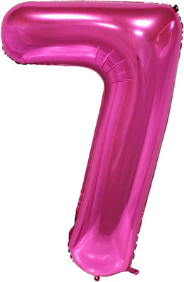 Party Parindey Solid Seven(7) Number Foil-Modern kids/Adults Party item Birthday Anniversary Letter Balloon(Pink, Pack of 1)