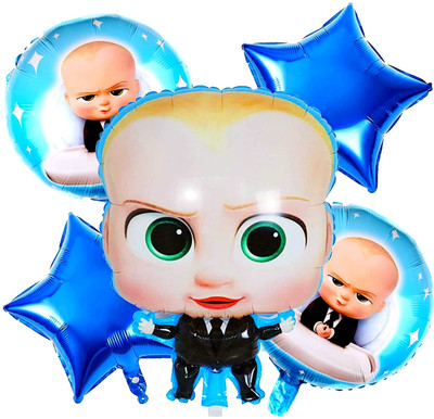 PARTY GLITERS Solid Birthday Boss Baby Decorations Foil Blue Balloon Pack of 5 Set Balloon(Blue, Pack of 50)