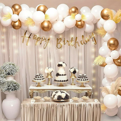 krido Birthday Decoration Kit for Girls - 69 Pcs White & Gold Bday for Decoration(Set of 68)