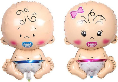BCollectns Printed Baby shower baby boy and girl foil balloon set Balloon(Pink, Blue, Pack of 2)