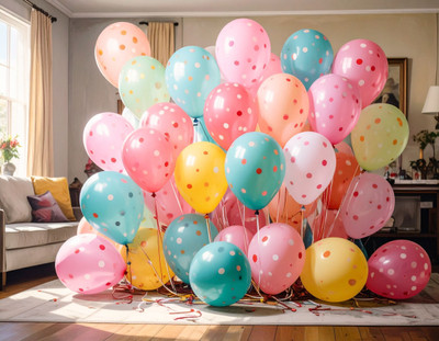 SKYWINS Printed Polka Dot Balloons Pack of 100 | 12 Inch Printed Latex Balloons for Party Balloon(Multicolor, Pack of 100)