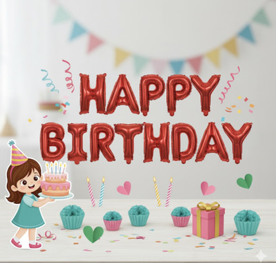 shanviadorn Printed Happy Birthday Foil Balloon(Red, Pack of 1)