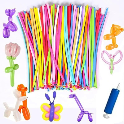 Party Land Inc. Solid Twisting Modelling Balloons With Free Inflator Pump, Animal & Shapes Twister(Multicolor, Pack of 100)