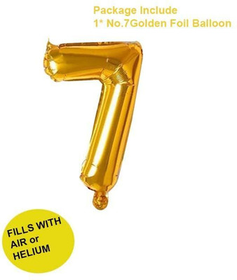 Abhinandan Decors Solid 7 Number Foil Balloon Balloon(Gold, Pack of 1)