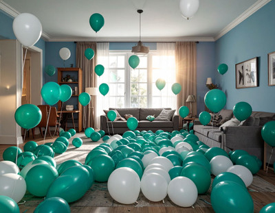 SKYWINS Solid Burgundy & Silver Metallic Balloons Pack of 100 for Party Decoration Balloon(Green, White, Pack of 100)