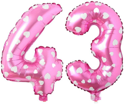 Angolalark Solid Pink Foil Number 43 Letter Balloon(Pink, Pack of 1)