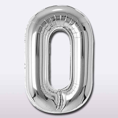 Party Parindey Solid Zero Number Foil Rose Gold Modern kids/Adults Party item Birthday Anniversary Balloon(Silver, Pack of 1)