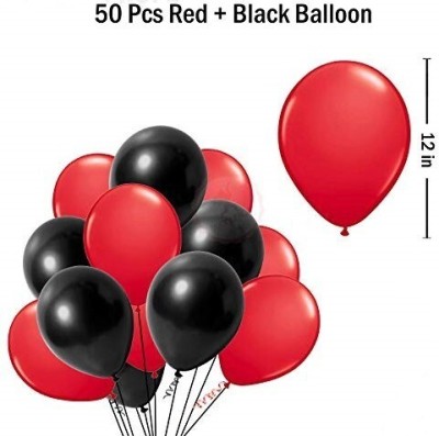 Juneja Enterprises Solid Red and Black Balloon(Red, Black, Pack of 50)