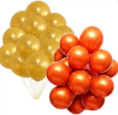 Local Charm Solid Metallic Balloons For Birthday, Anniversary Party , Baby Shower ,Marriage Balloon(Orange, Gold, Pack of 50)