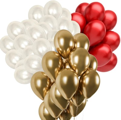 Sid pari saller Solid Birthday ballon red, white ,and golden combo ( pack of 50 ). Balloon(Red, Gold, White, Pack of 50)