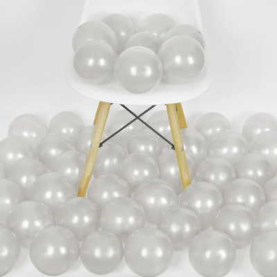 1iAM Solid Silver Metallic Balloons for Decoration - Wedding | Anniversary | Office | Party Balloon(Silver, Pack of 50)