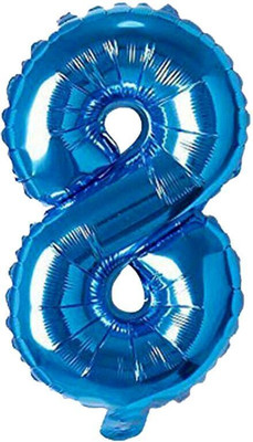 Party Parindey Solid Eight Number Foil-Modern kids/Adults Party item Birthday Anniversary Decorations Letter Balloon(Blue, Pack of 1)