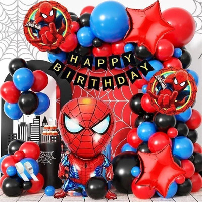 PopTheParty Printed spiderman birthday decoration avengers theme combo kit for boys girls Balloons Balloon(Multicolor, Pack of 38)