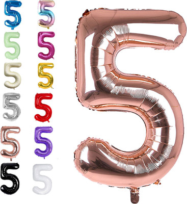 Party Bird Solid Birthday Decoration Rose Gold Foil Plain 5 Number 32 Inches Letter Balloon(Multicolor, Pack of 1)