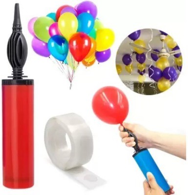 RJV Global Solid Balloon Hand Pump & Glue Dots for Birthday Party Decoration item/ Balloon Pumper Balloon(Multicolor, Pack of 2)