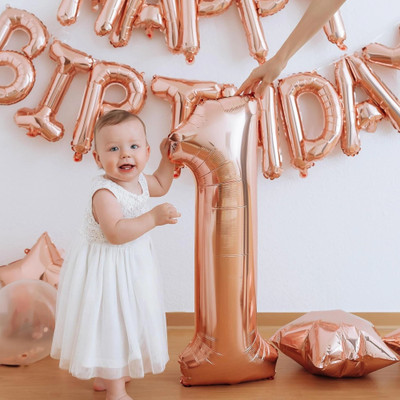 Party Bird Solid Birthday/Anniversary Decoration Pastel Balloons,Crown,1 Number Foil Balloons Set Letter Balloon(Brown, Pack of 14)