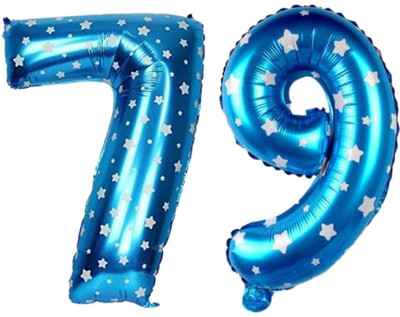 Angolalark Solid Blue Foil Number 79 Letter Balloon(Blue, Pack of 1)