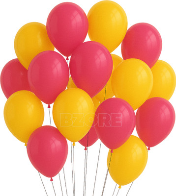 Bzore Solid Pink & Yellow Balloons Set for Birthday, Party, Anniversary & Festival Decor Balloon(Pink, Yellow, Pack of 100)