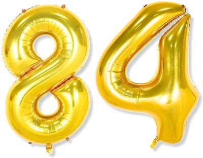 NImbark collection Solid 84 Number Balloon Balloon(Gold, Pack of 2)