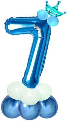 Party Parindey Solid Seven Number Foil-kids/Adults Party item Birthday Anniversary Decorations Balloon(Blue, Pack of 1)