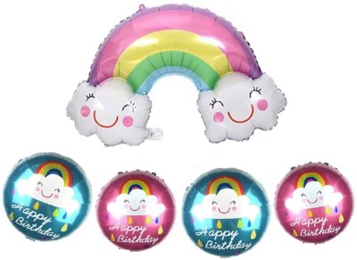 Giftzadda Printed RAINBOW CLOUD THEME FOIL BALLOONS SET OF 5 FOR BIRTHDAYS THEME PARTY Balloon(Multicolor, Pack of 5)