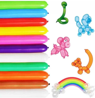 TILLU TIM TIM TOYS Solid Twisted Balloon Kit Pack OF 100 PCS With Air Pump GET 10 BALLOON FREE Twister Twister(Multicolor, Pack of 100)