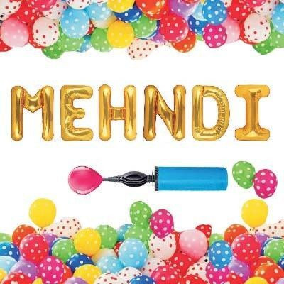 shribalaji Solid 1 Mehndi Golden Foil Banner with 30 Multicolor Balloon 1 Pump / mehndi rasam Balloon(Multicolor, Pack of 37)