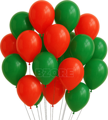 Bzore Solid Premium Red & Green Balloons for Birthday, Anniversary & Wedding Decoration Balloon(Red, Green, Pack of 100)