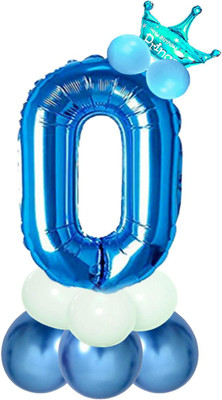 Party Parindey Solid Zero Number Foil-Modern kids/Adults Party item Birthday Anniversary Decorations Balloon(Blue, Pack of 1)