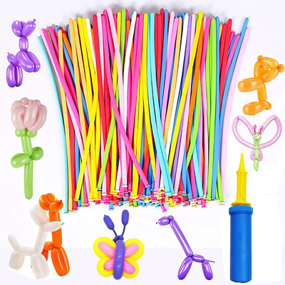 Smile Shake Solid Twisting Long Balloons Birthday Party Décoration for Kids with Balloon Pump Twister(Multicolor, Pack of 100)