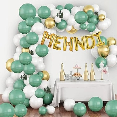 SKYWINS Solid Haldi Decoration Set for Wedding/Marriage-Pack of 53 Balloons Balloon(Green, White, Pack of 57)