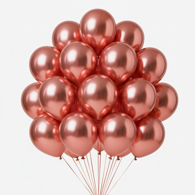 SHREESHYAMENTERPRISES Solid Rose Gold Chrome Birthday Anniversary Baby Shower Bride To Be Party Decoration Balloon(Gold, Pack of 50)