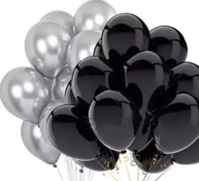 Local Charm Solid Metallic Balloons For Birthday, Anniversary Party , Baby Shower ,Marriage Balloon(Silver, Black, Pack of 75)