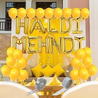 ARV Solid Haldi Mehndi Decoration Items for Marriage At Home Set of 2 combo Balloon(Yellow, Pack of 2)
