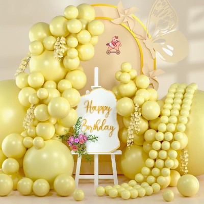 nakomoco Solid Amazing Birthday decoration Kit of 34 pcs – For Kids, Husband, girls, wife Balloon(Yellow, Pack of 34)