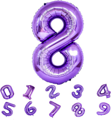 Fun Town Solid Number 8/Eight Foil Balloon milestone 32 Inch 8th Birthday Decoration Balloon(Purple, Pack of 1)