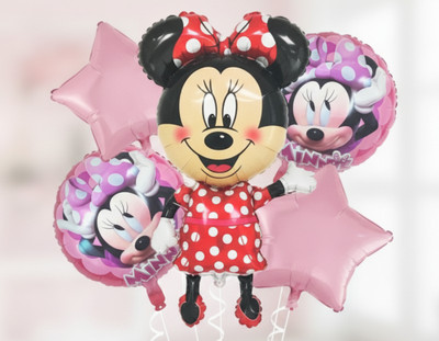 shanviadorn Printed Minnie Mouse Foil Set 5Pcs Balloon(Pink, Pack of 5)