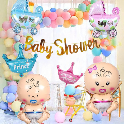 groovy dudz Solid Baby Shower Combo Decorations Set Balloon(Multicolor, Pack of 37)