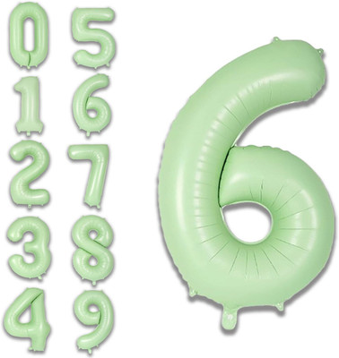 Party Parindey Solid Green Number 6 Foil Balloon 32 Inch for 6th Birthday Party & Event Decor Letter Balloon(Green, Pack of 1)