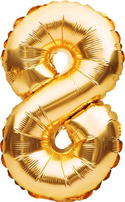 PARTY MIDLINKERZ Solid Birthday Numbers Solid Golden '8' Numerical Foil Balloon for Celebration Balloon(Gold, Pack of 1)