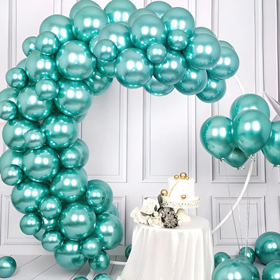 Balloon Bar Solid Green Chrome Balloons Set for Decoration - Birthday/ Anniversary/ Teachers Day Balloon(Green, Pack of 50)