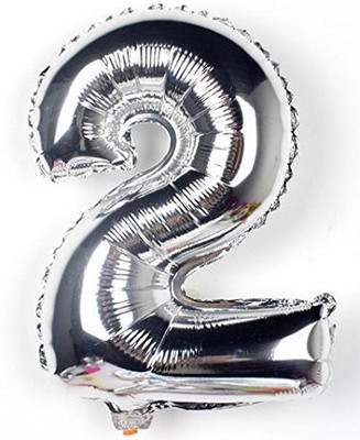 ThePartyHelper's Solid Number 2 Foil Balloon Sliver (16inch) Letter Balloon(Silver, Pack of 1)