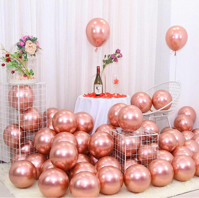 Mosclue Solid Hd/Latex/Metalic 100 Rose gold Balloon For Kids/Adult/Party/Birthday Decorations Balloon(Gold, Pack of 100)