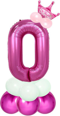Party Parindey Solid Zero Number Foil-Modern kids/Adults Party item Birthday Anniversary Decorations Balloon(Pink, Pack of 1)