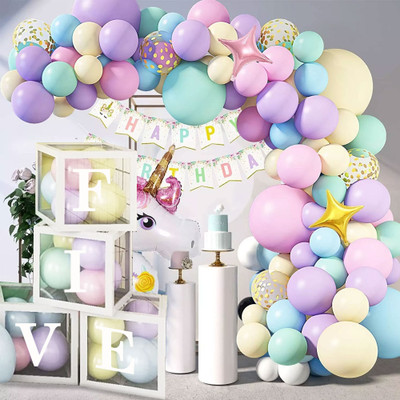 Décor Mantra Five Balloon Box Transparent White Baby Shower, Kid Party Decoration (11.8 Inch)(Set of 4)