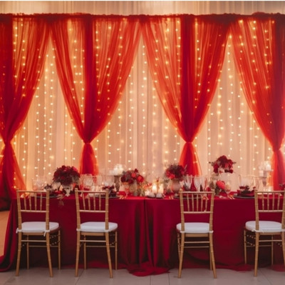 FLIPZONE Solid Elegant White & Red Sheer Backdrop Net Cloth LED Lights (Set of 9) Balloon(Multicolor, Pack of 9)